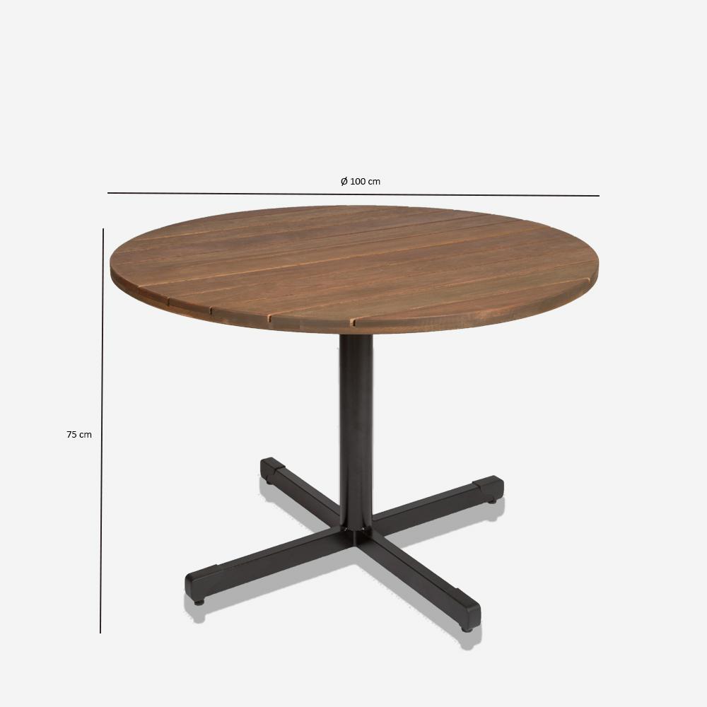 Mesa Mestra Ipanema com Pés de Aço Carbono Ø 100 Polisten Nogueira