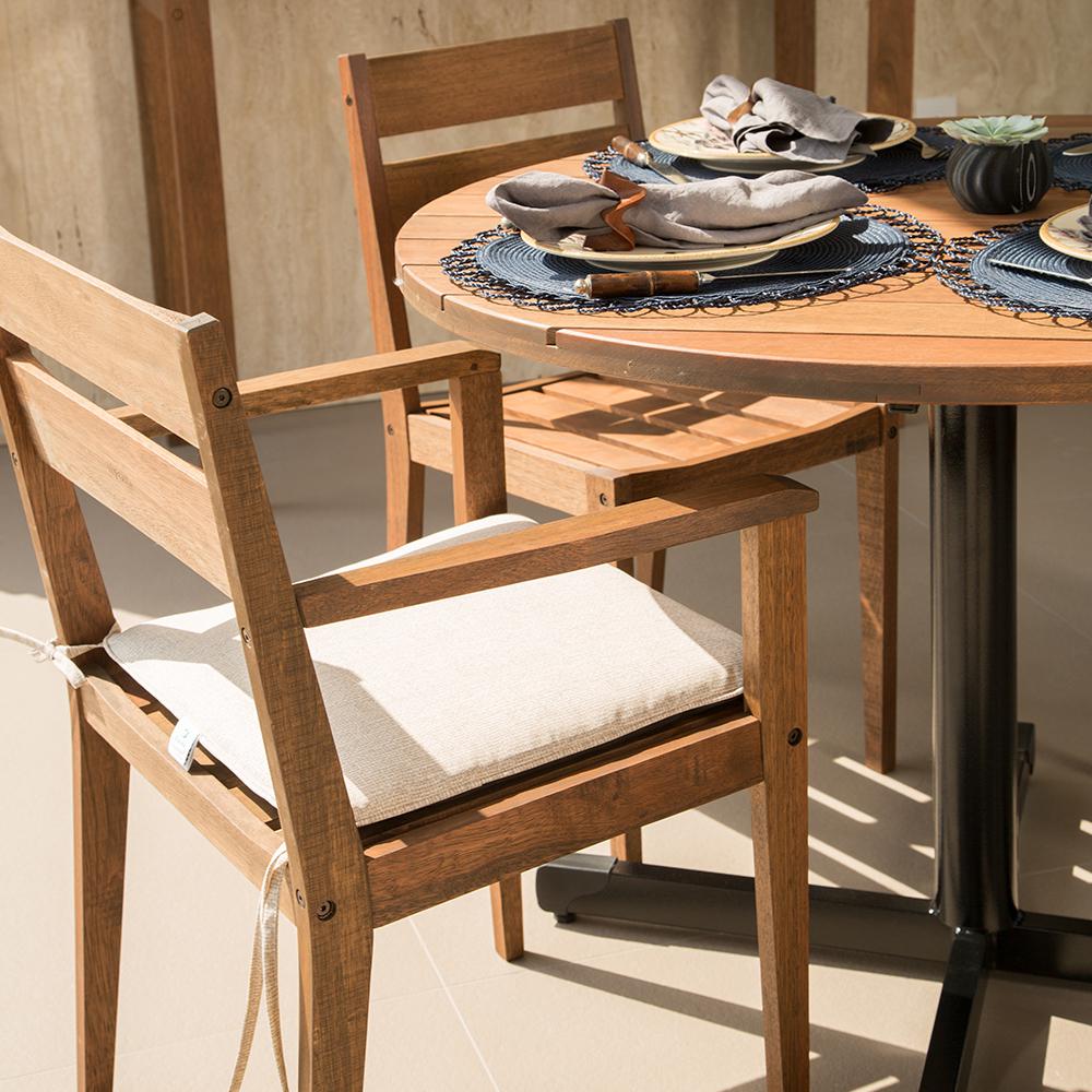 Mesa Mestra Ipanema com Pés de Aço Carbono Ø 100 Polisten Nogueira